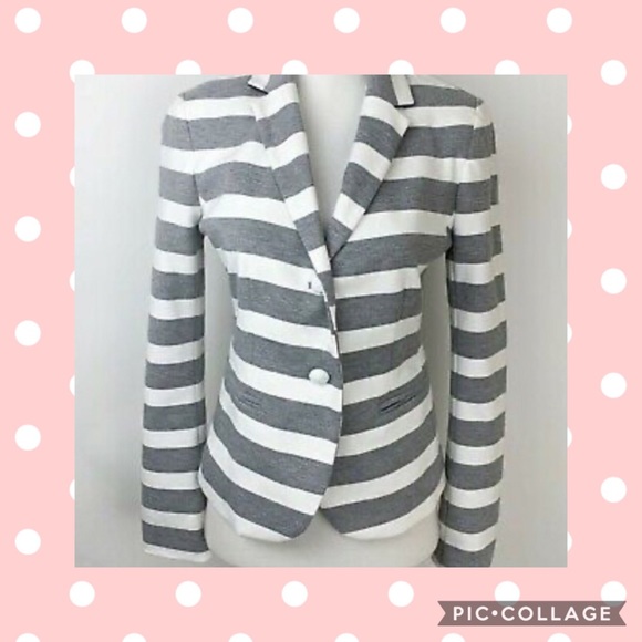 GAP Academy Gray Striped Blazer Jacket 10 - Picture 1 of 8